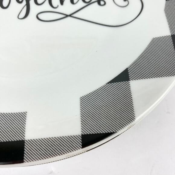 Royal Norfolk Black Gingham Fall Dessert Salad Plates Set of 4 - Picture 8 of 8